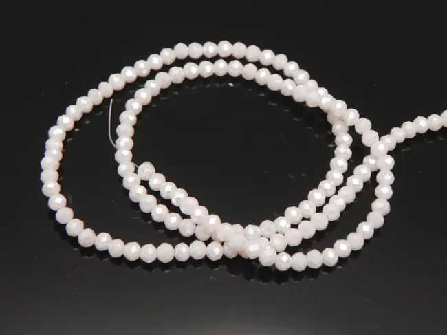 Margele cristal rondel 3x2mm roz ivory opac lustered (sirag)