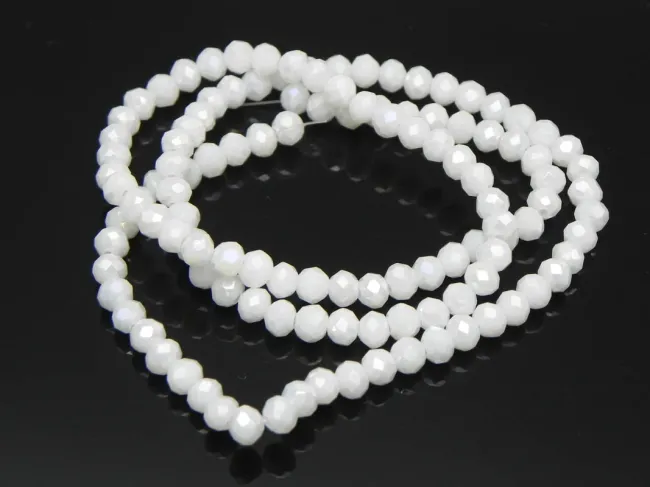 Margele cristal rondel fatetat 4x3mm alb opac luster (sirag)