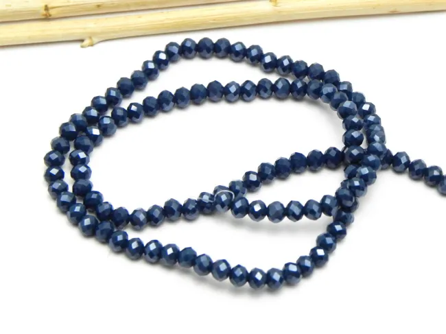 Margele cristal rondel fatetat 4x3mm prussian blue opac lustered (sirag)