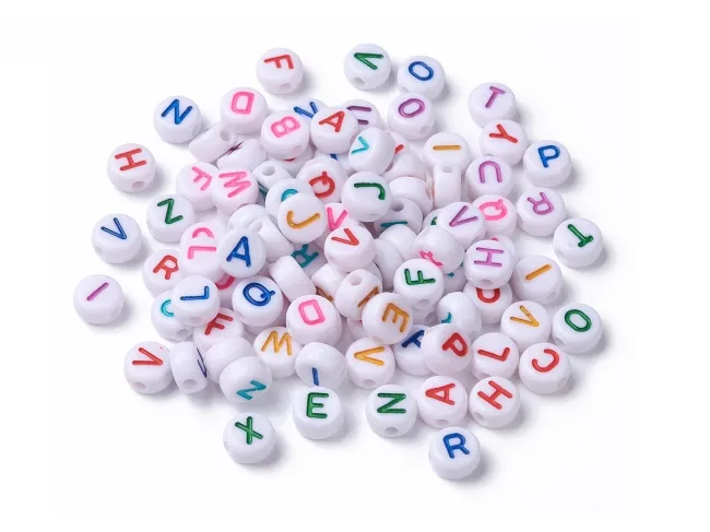 Margele acrilice litere 7x4mm mix (50buc)
