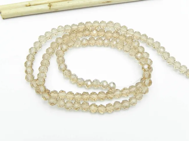 Margele cristal rondel fatetat 4x3mm nisipiu lustered (sirag)