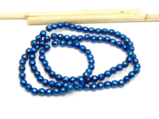 Sirag Hematit fatetat 4mm albastru
