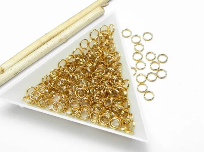 Zale duble otel inoxidabil auriu 5mm, grosime 1mm (20buc)