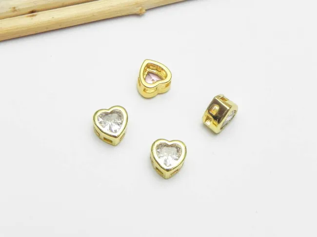 Distantier Cubic Zirconia inima 6.5x6.5x4mm transparent (1buc)