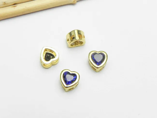 Distantier Cubic Zirconia inima 6.5x6.5x4mm midnight blue (1buc)