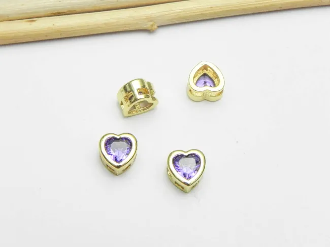 Distantier Cubic Zirconia inima 6.5x6.5x4mm mov (1buc)