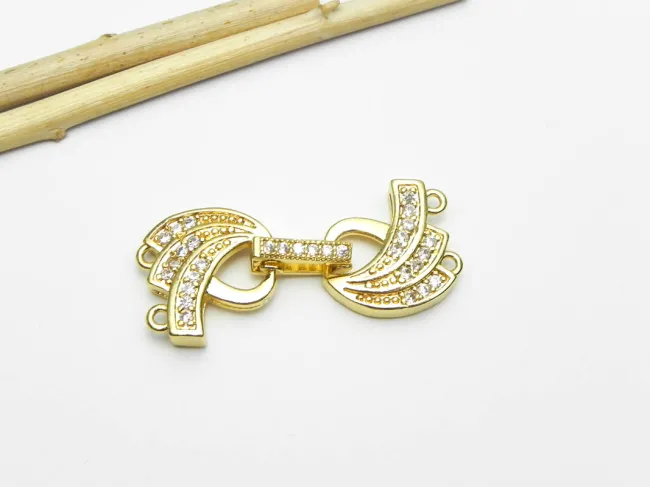 Inchizatoare cubic zirconia 36x15mm auriu (1buc)