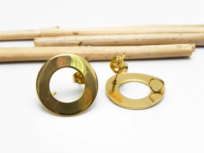 Tortite cercei otel inoxidabil auriu cu opritor (2buc)