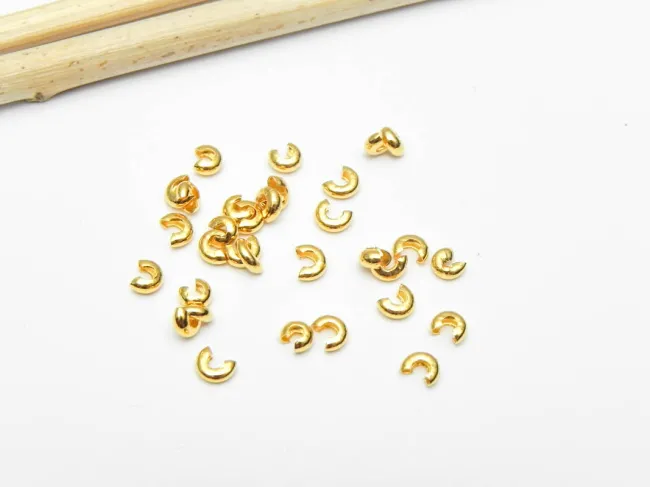 Acoperitor crimp otel inoxidabil 3x1.5mm placat cu aur 18K (1buc)
