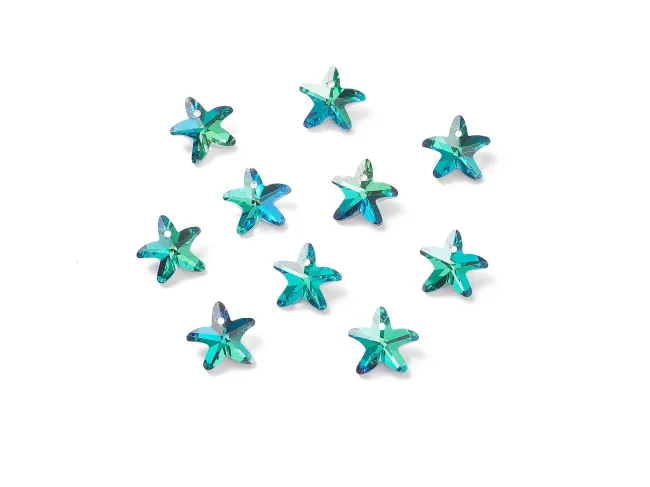Pandantiv sticla stea de mare 15x14x7mm peacock