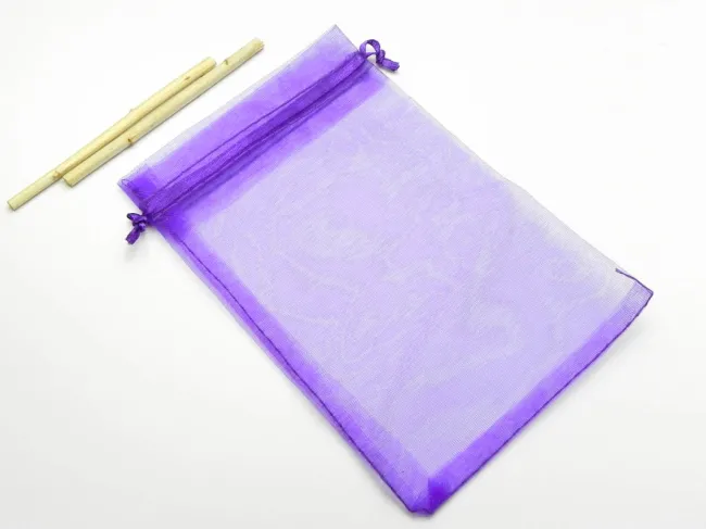 Saculet organza 15x10cm, interior 12x9mm mov inchis