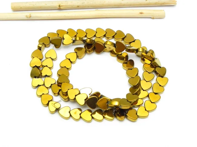 Sirag hematit inima 6x6mm auriu