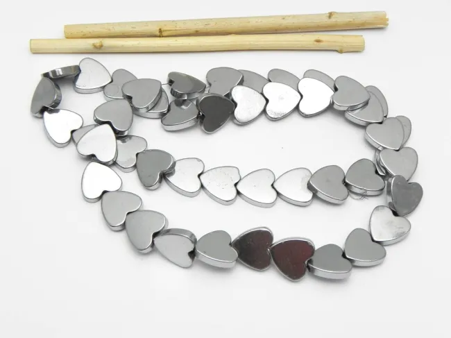 Sirag hematit inima 10x10mm argintiu