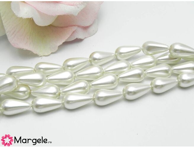 Perle preciosa pear 15x8mm white (1buc)