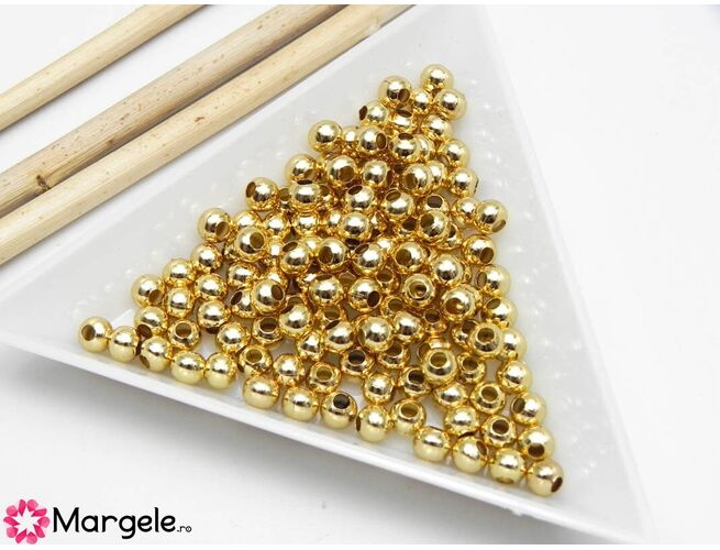 Margele decorative 4mm placate cu aur (10buc)