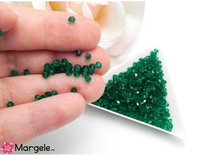 Margele preciosa biconic 3mm emerald (10buc)