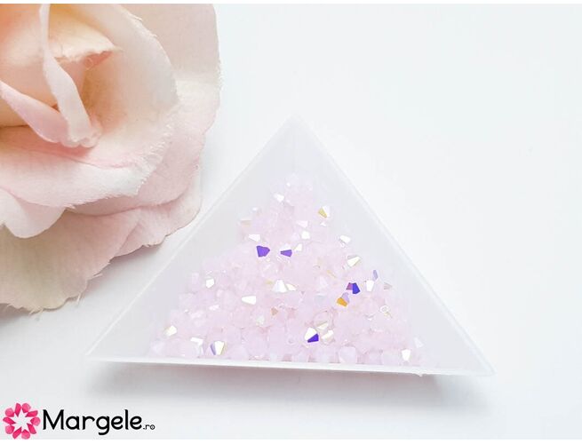 Margele preciosa biconic 4mm rose opal ab (10buc)