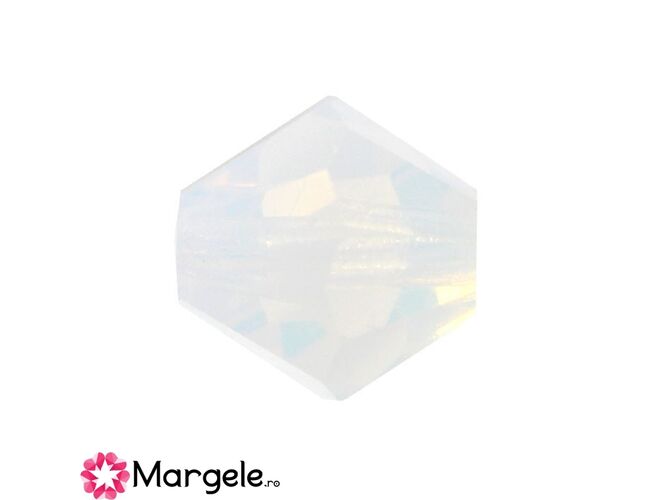 Margele preciosa biconic 4mm white opal (10buc)