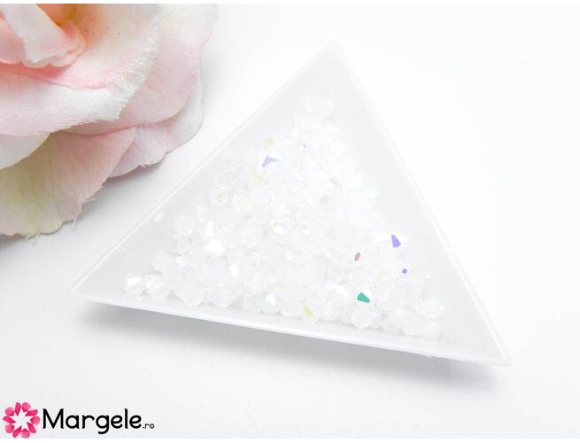 Margele preciosa biconic 4mm white opal ab (10buc)