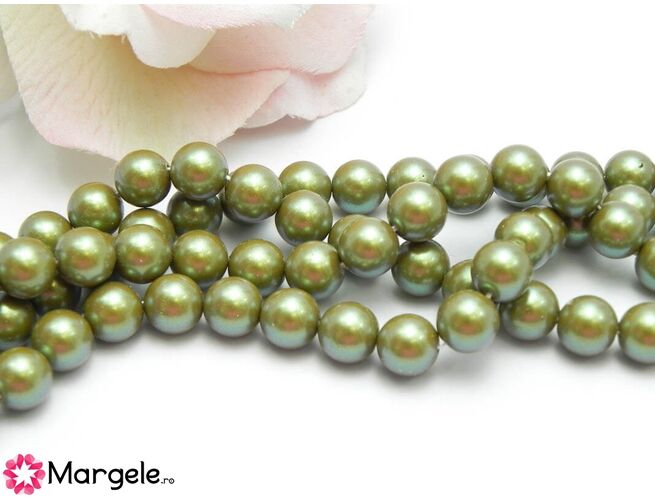 Perle preciosa maxima 8mm pearlescent kaki (1buc)