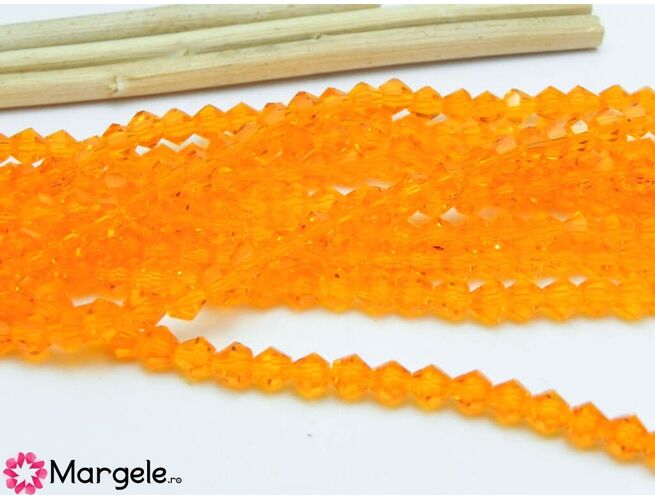 Cristale biconice 4mm portocaliu (10buc)