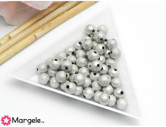 Margele decorative 6mm argintiu inchis (10buc)