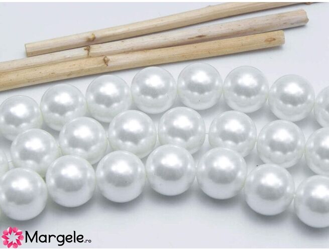 Sirag perle de sticla calitate a 12mm alb