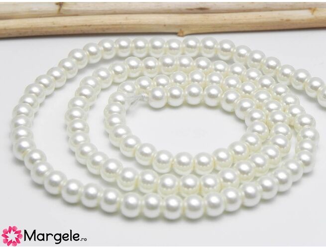 Sirag perle de sticla calitate a 4mm ivory
