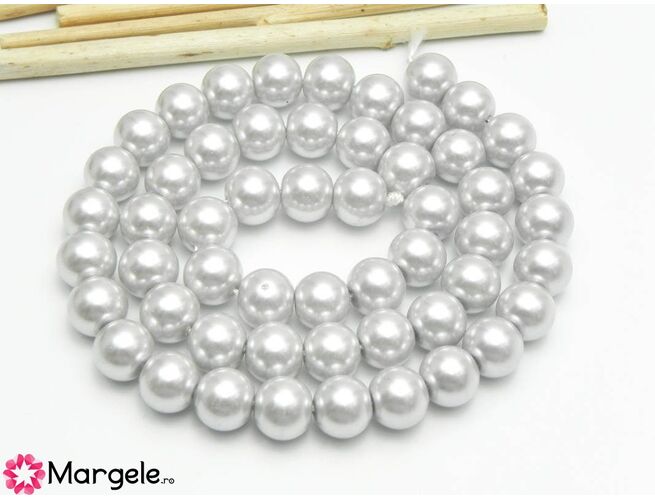 Sirag perle de sticla calitate a 8mm gri movuliu