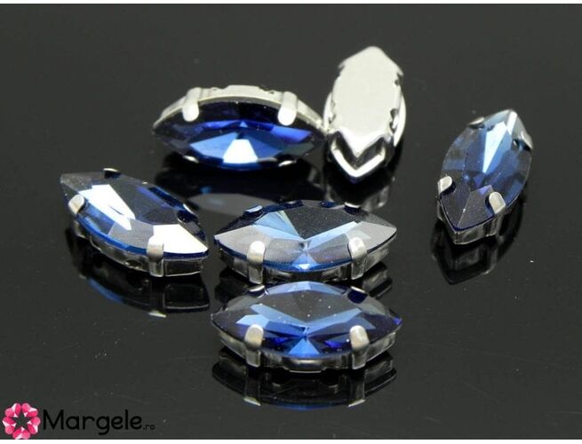 Distantier montee cu rhinestone de cristal 15x7mm blue (1buc)