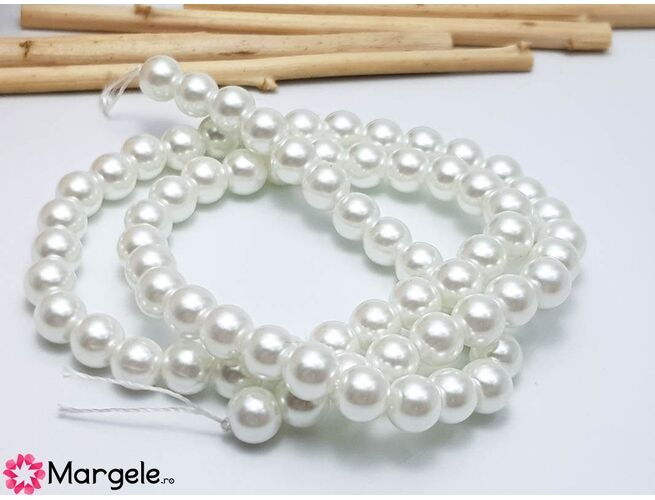 Sirag perle de sticla calitate a 6mm alb