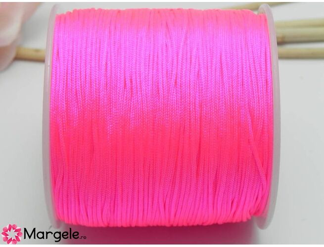 Snur cu nylon pentru bratari 0.8mm roz neon (10m)
