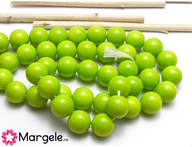 Margele sticla 10mm verde mar opac (1buc)