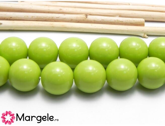 Margele sticla 12mm verde opac (1buc)