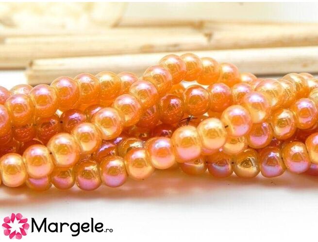 Margele sticla electroplacate 4mm coral (10buc)