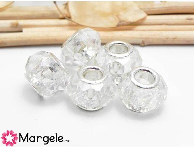 Margele tip pandora cristal 14x8mm transparent