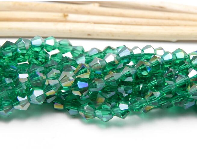 Sirag cristale biconice 4mm smarald ab