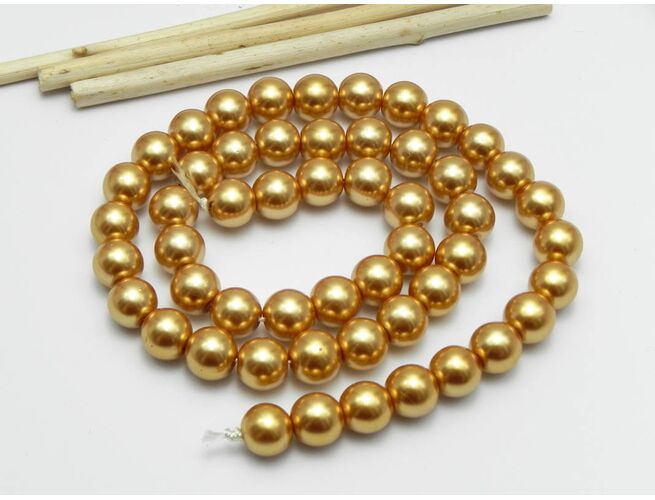 Sirag perle de sticla calitate a 8mm auriu inchis