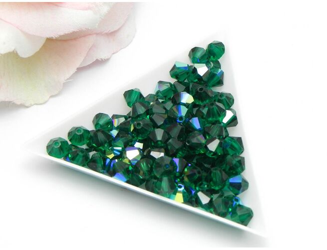 Margele preciosa biconic 6mm emerald AB (1buc)