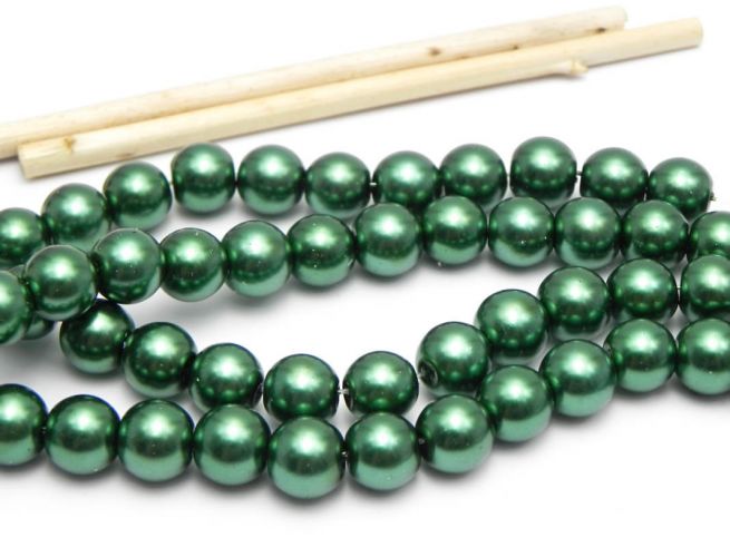 Perle de sticla 8mm verde inchis (50buc)