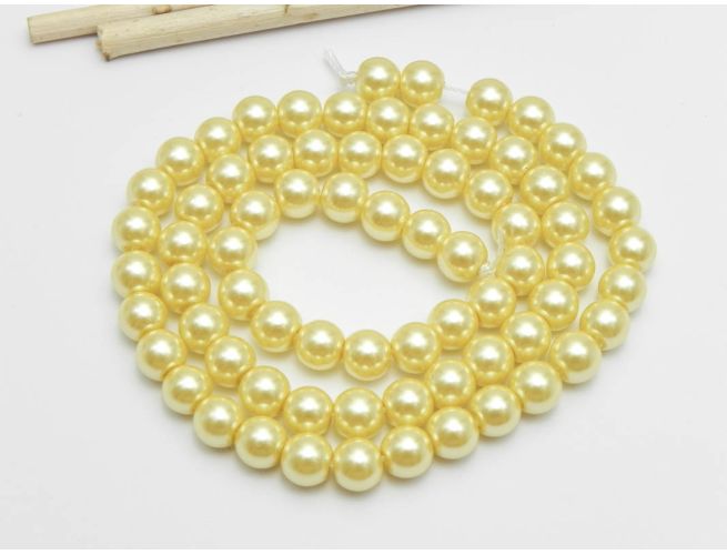 Sirag perle de sticla calitate a 6mm crem auriu