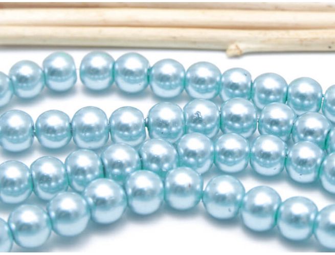 Perle de sticla 6mm albastru pal (50buc)