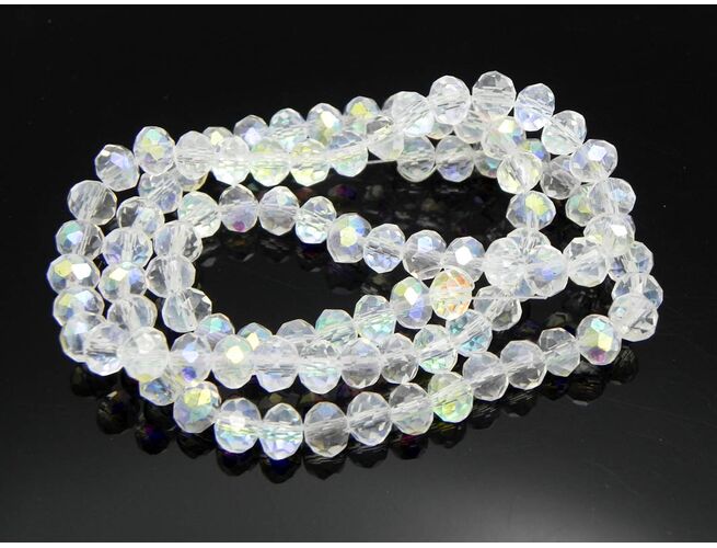 Margele cristal rondel fatetat 6x4mm transparent AB (sirag)