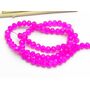 Margele cristal rondel fatetat 6x4mm fucsia opal (sirag)